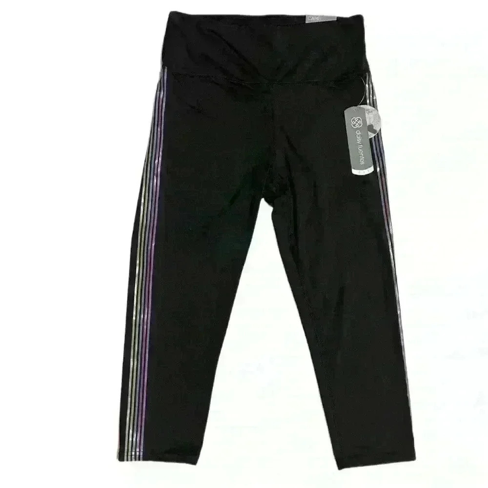 Daisy Fuentes Womens Leggings Four Way Stretch Size L Black NWT